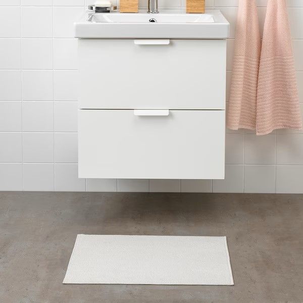 IKEA FINTSEN (ИКЕА ФИНТСЕН) коврик для ванной, белый, 40×60 см