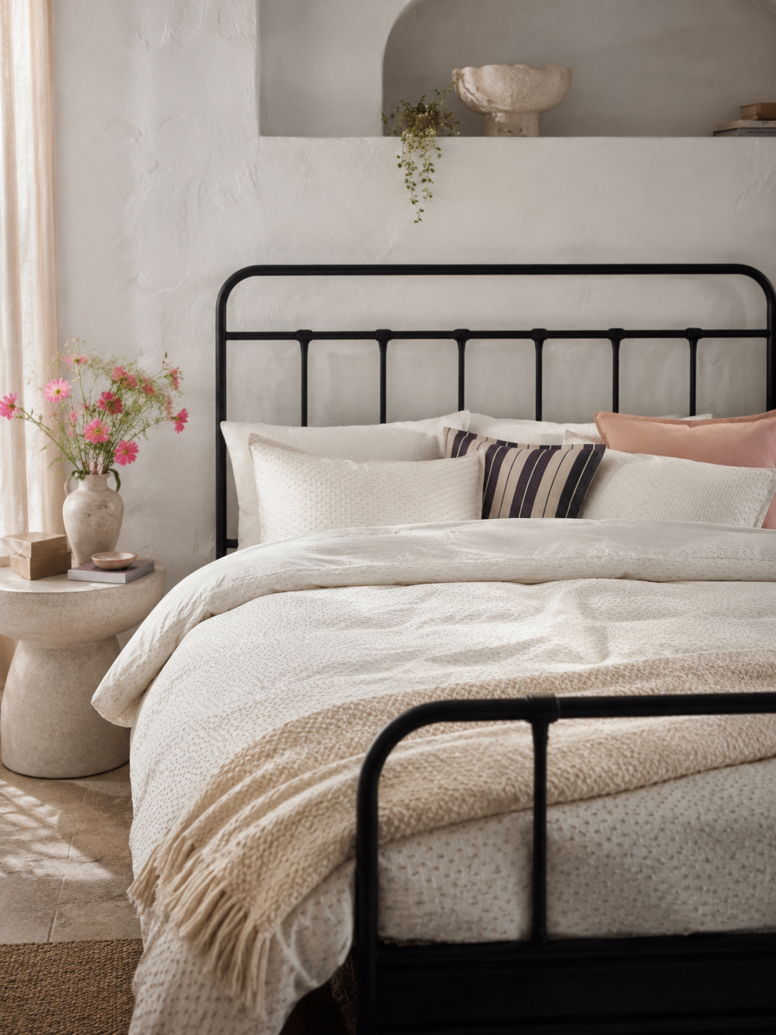 Пододеяльник и 2 наволочки IKEA BANDKNIPPE, белый / зеленый, 200×200 / 50×60 см