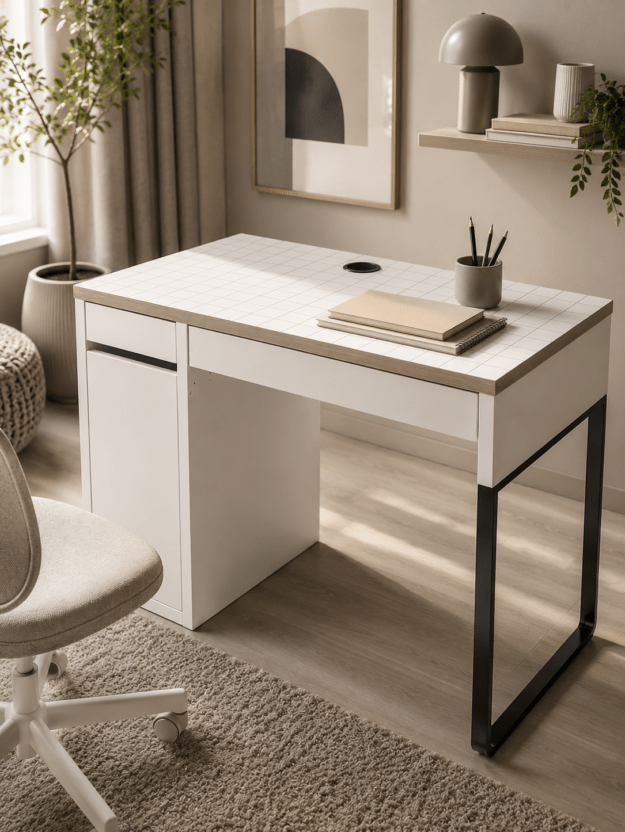 Стол письменный IKEA MICKE, белый/антрацитовый, 105×50 см