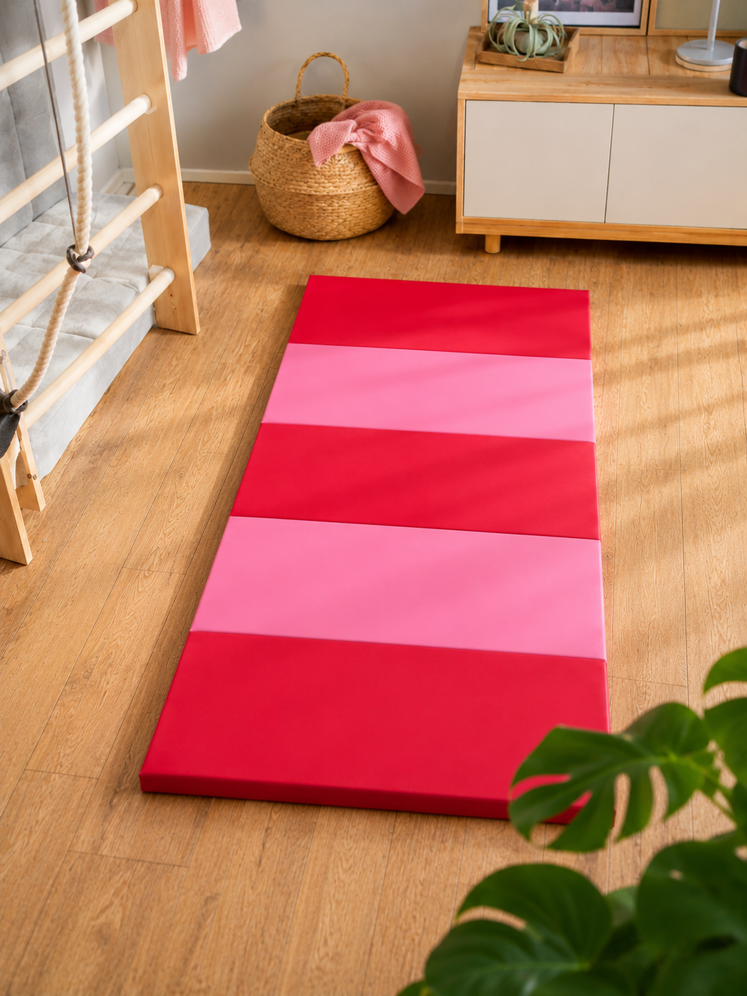 IKEA PLUFSIG Коврик складной гимнастический, розовый/красный,78х185 см