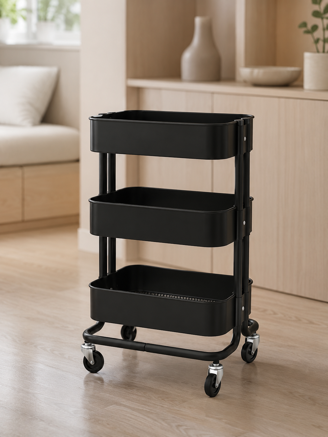 Тележка сервировочная IKEA RASHULT, 28x38x65 см, черная