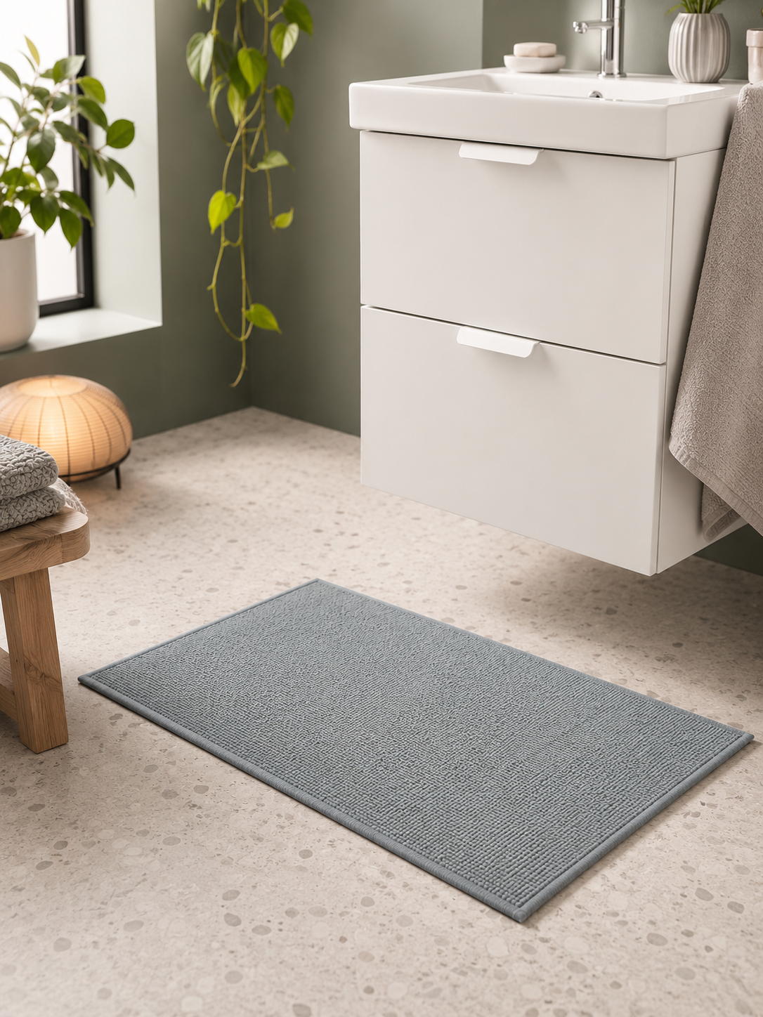 ИКЕА ФИНТСЕН (IKEA FINTSEN), коврик для ванной комнаты, 40*60 см, серый