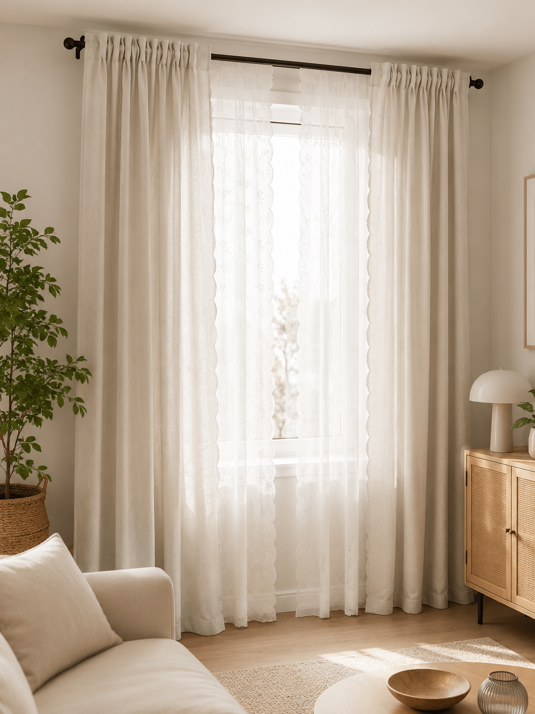 Шторы IKEA ALVINE SPETS, 1 пара (2 шт. размером 145х300 см), бело-кремовый цвет