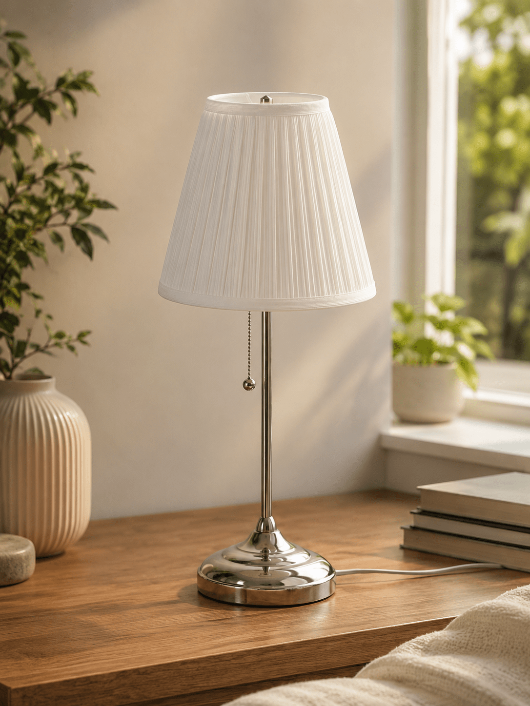 Настольная лампа IKEA ARSTID , никелированный / белый
