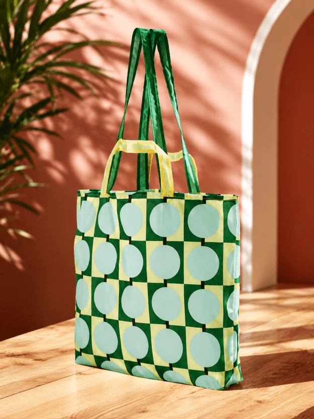 Сумка для покупок IKEA SKYNKE, бледно-жёлтая/многоцветная, 45×36 см
