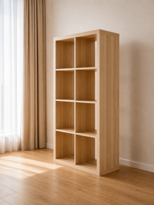 Открытый стеллаж IKEA KALLAX, имитация дуба, тонированная в белый цвет, 77×147 см